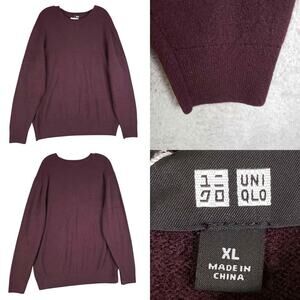 Uniqlo Sweater Men’s Size XL Purple Pullover Cashmere Long Sleeve Crew Neck New